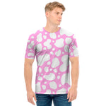 White And Pink Cow Print Men's T-Shirt