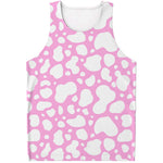 White And Pink Cow Print Men's Tank Top