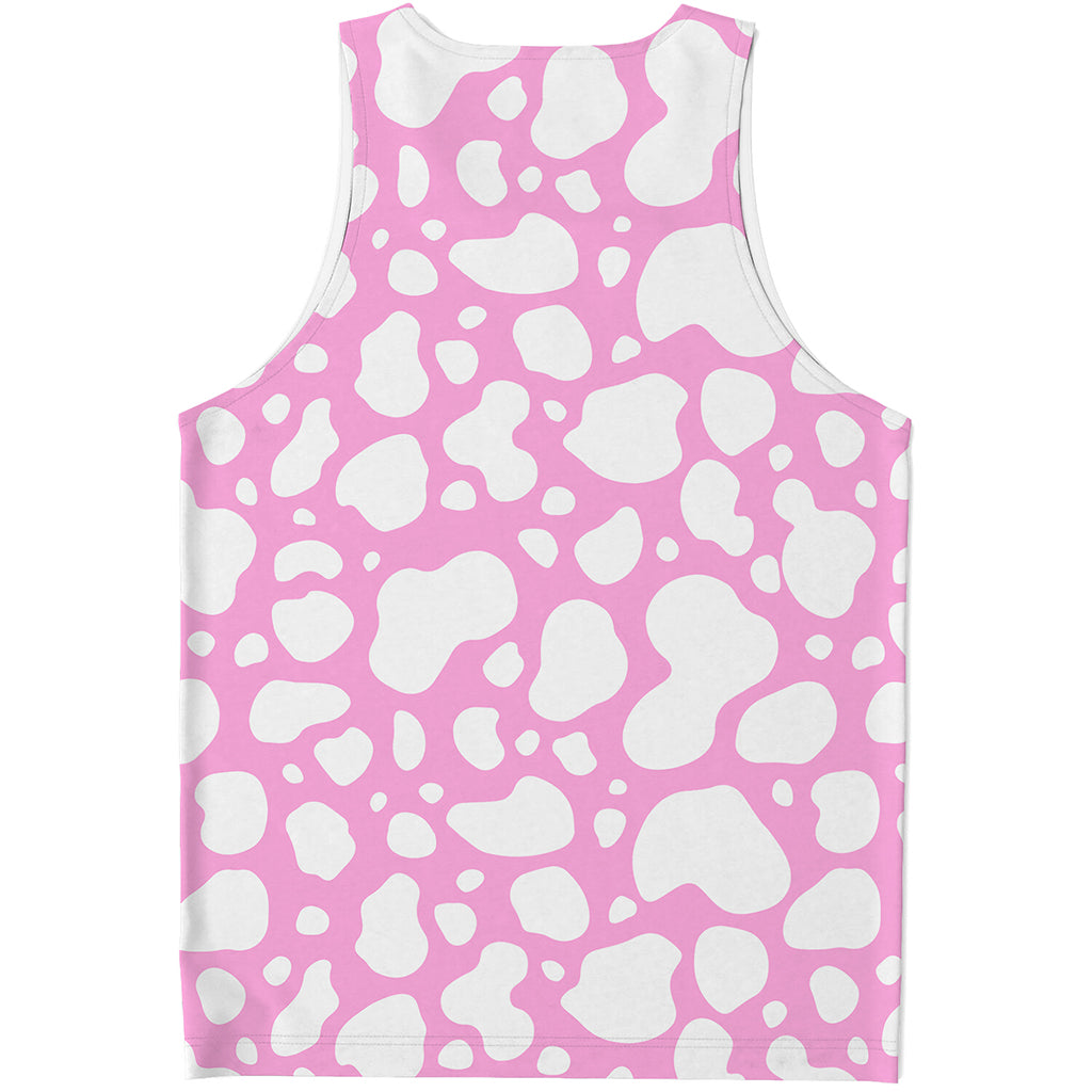 White And Pink Cow Print Men's Tank Top