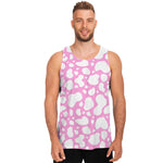 White And Pink Cow Print Men's Tank Top