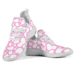 White And Pink Cow Print Mesh Knit Shoes GearFrost