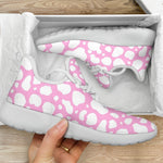White And Pink Cow Print Mesh Knit Shoes GearFrost
