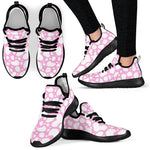 White And Pink Cow Print Mesh Knit Shoes GearFrost