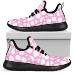 White And Pink Cow Print Mesh Knit Shoes GearFrost