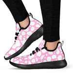 White And Pink Cow Print Mesh Knit Shoes GearFrost