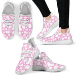 White And Pink Cow Print Mesh Knit Shoes GearFrost