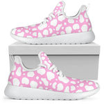 White And Pink Cow Print Mesh Knit Shoes GearFrost