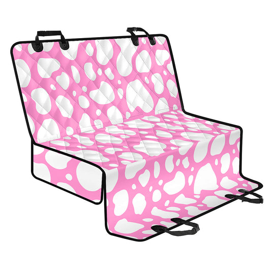 White And Pink Cow Print Pet Car Back Seat Cover