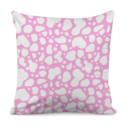 White And Pink Cow Print Pillow Cover