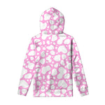 White And Pink Cow Print Pullover Hoodie