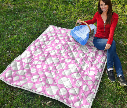 White And Pink Cow Print Quilt
