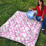 White And Pink Cow Print Quilt