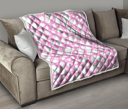 White And Pink Cow Print Quilt