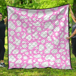 White And Pink Cow Print Quilt