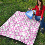 White And Pink Cow Print Quilt