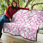 White And Pink Cow Print Quilt