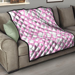 White And Pink Cow Print Quilt