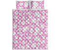 White And Pink Cow Print Quilt Bed Set