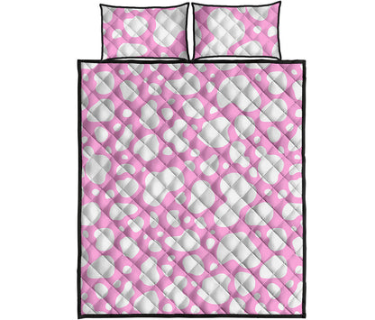White And Pink Cow Print Quilt Bed Set