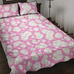 White And Pink Cow Print Quilt Bed Set