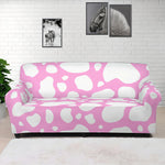 White And Pink Cow Print Sofa Cover