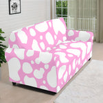 White And Pink Cow Print Sofa Cover