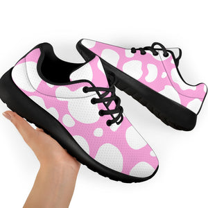 White And Pink Cow Print Sport Shoes GearFrost