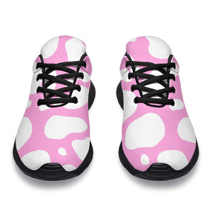 White And Pink Cow Print Sport Shoes GearFrost