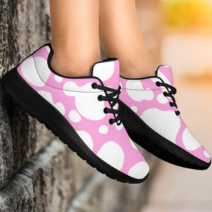 White And Pink Cow Print Sport Shoes GearFrost