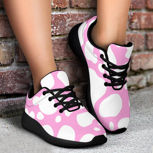 White And Pink Cow Print Sport Shoes GearFrost