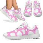 White And Pink Cow Print Sport Shoes GearFrost