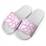 White And Pink Cow Print White Slide Sandals
