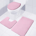 White And Pink Zigzag Pattern Print 3 Piece Bath Mat Set