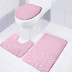White And Pink Zigzag Pattern Print 3 Piece Bath Mat Set
