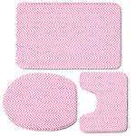 White And Pink Zigzag Pattern Print 3 Piece Bath Mat Set