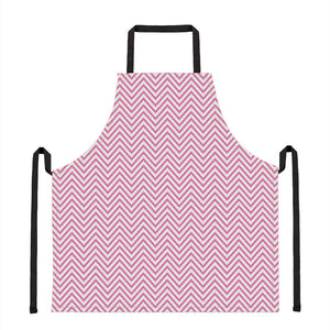 White And Pink Zigzag Pattern Print Apron