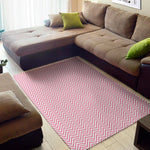 White And Pink Zigzag Pattern Print Area Rug