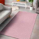 White And Pink Zigzag Pattern Print Area Rug