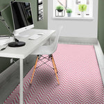 White And Pink Zigzag Pattern Print Area Rug