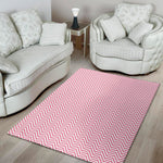 White And Pink Zigzag Pattern Print Area Rug