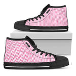 White And Pink Zigzag Pattern Print Black High Top Shoes