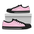 White And Pink Zigzag Pattern Print Black Low Top Sneakers