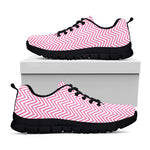 White And Pink Zigzag Pattern Print Black Sneakers