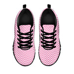 White And Pink Zigzag Pattern Print Black Sneakers
