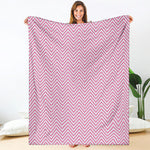 White And Pink Zigzag Pattern Print Blanket
