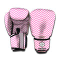White And Pink Zigzag Pattern Print Boxing Gloves