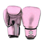 White And Pink Zigzag Pattern Print Boxing Gloves