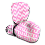 White And Pink Zigzag Pattern Print Boxing Gloves
