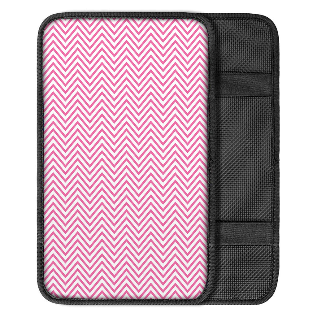 White And Pink Zigzag Pattern Print Car Center Console Cover