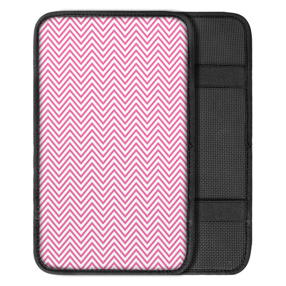 White And Pink Zigzag Pattern Print Car Center Console Cover